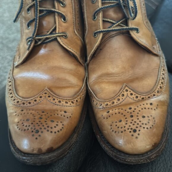 Allen Edmonds "DALTON" Men's Leather Wingtip Dress Boots 10D Walnut - Picture 13 of 16